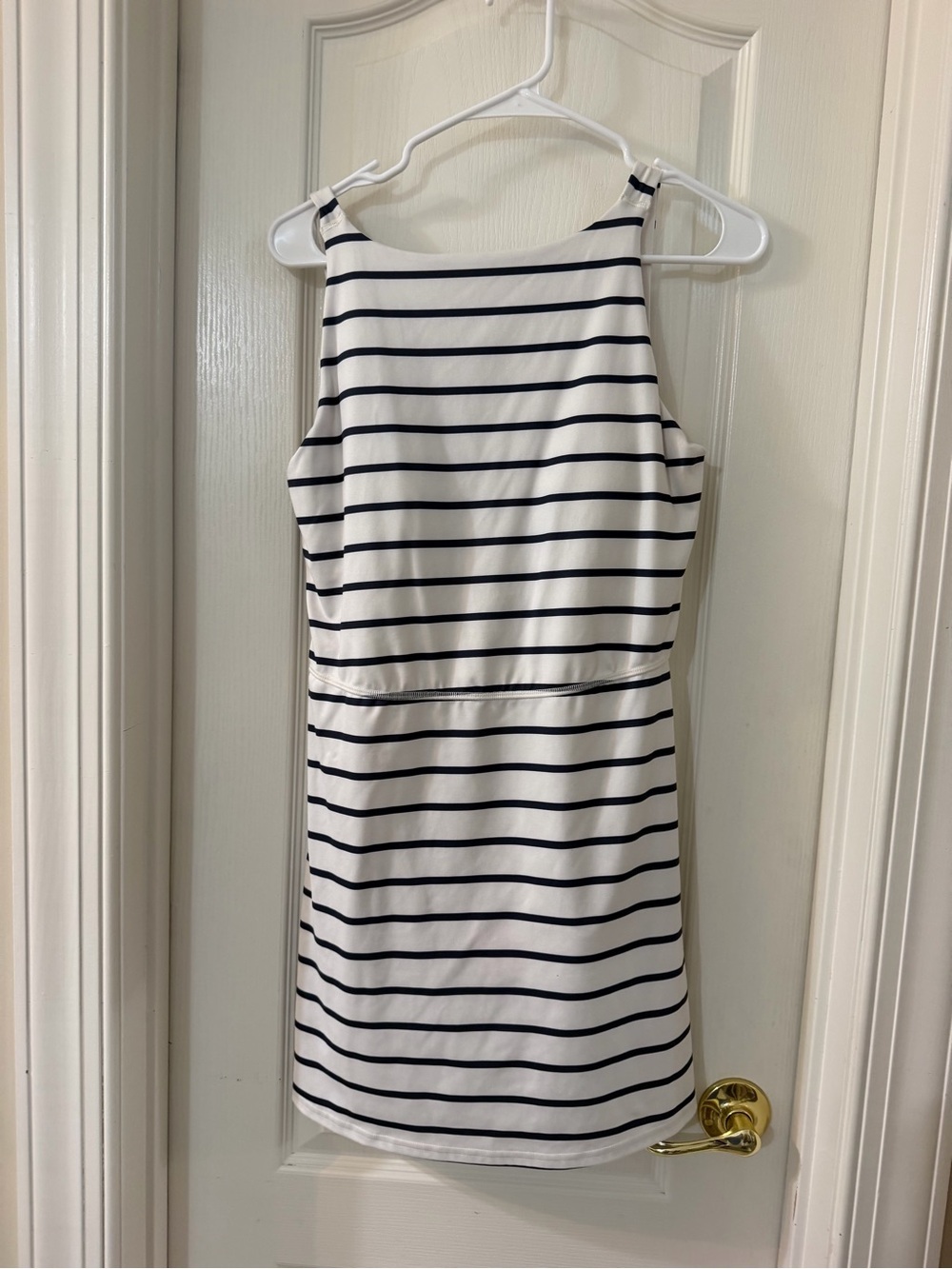 all in motion White & Black Striped Sleeveless Shift Dress